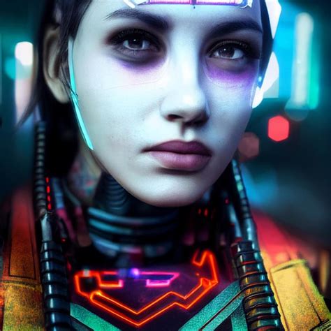 Premium Photo Woman Portrait In Futuristic Cyberpunk Style Illustration