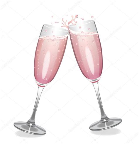 Free for commercial use no attribution required high quality images. Pink Champagne in Clinking Glasses — Stock Vector © Deebs ...