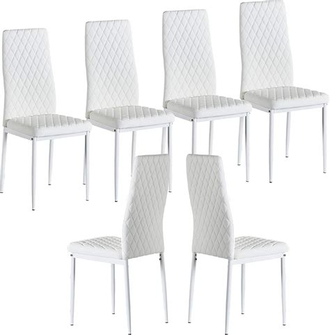 ankway set of 6 leather dining chairs with waterproof leather seat modern parsons dining room