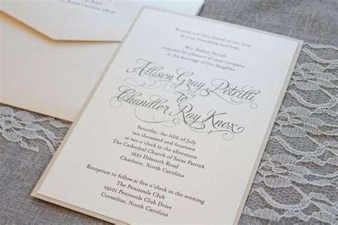 Shimmery Gold Formal Wedding Invitation Romantic Simple Ivory