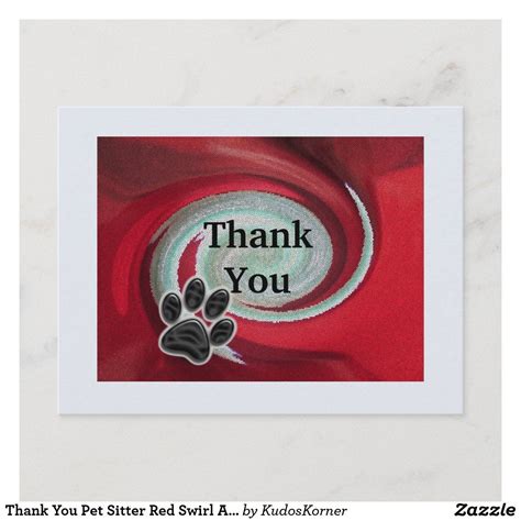 A Thank Card With An Image Of A Dogs Paw And The Words Thank You