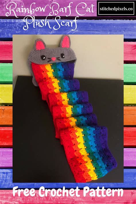 Rainbow Barf Cat Scarf Free Crochet Pattern This Is The Greatest