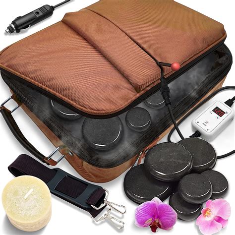 Serene Life Portable Massage Stone Warmer Set Electric Spa Hot Stones Massager And Heater Kit