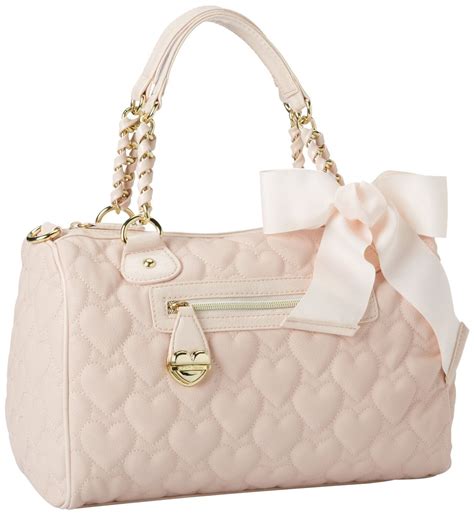 Betsey Johnson Mine And Yours Blush Pink Quilted Hearts Love Satchel