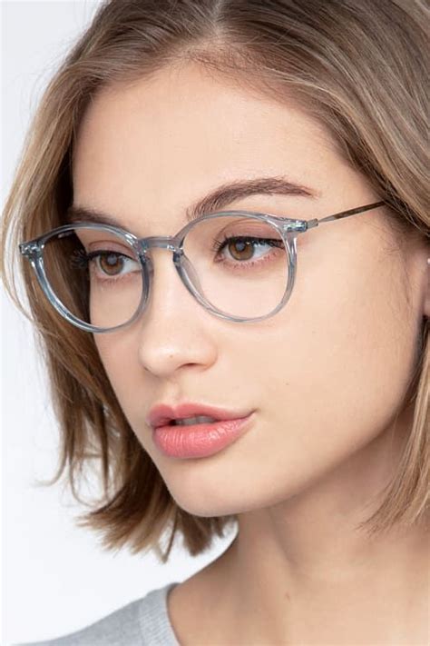 Amity Crystalline Clear Blue Eyeglasses Eyebuydirect Glasses For Oval Faces Womens