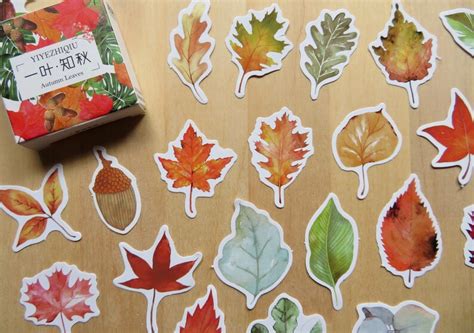 50 Woodland Autumn Leaf Stickers Fall Leaves Nature Plant Etsy