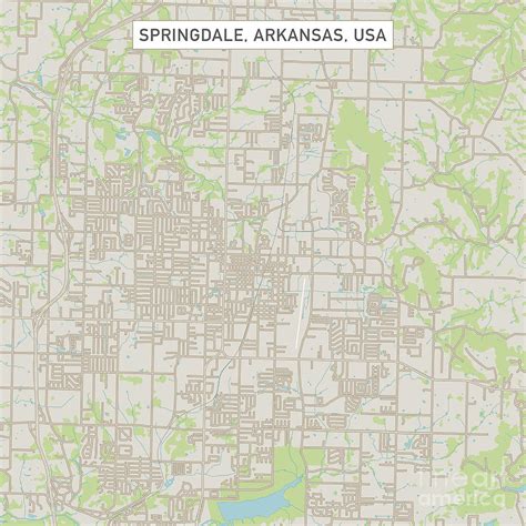 Springdale Arkansas Us City Street Map Digital Art By Frank Ramspott