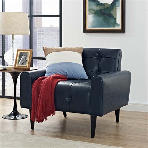 Use together with some upholstery shampoo for particularly stubborn stains. Delve Faux Leather Accent Chair - Button Tufted, Blue ...