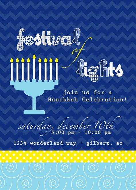 Printable Party Invitation Hanukkah Celebration 1500 Via Etsy