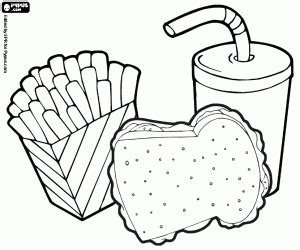 Juegos de Fast food. Comida rápida para colorear, imprimir y pintar