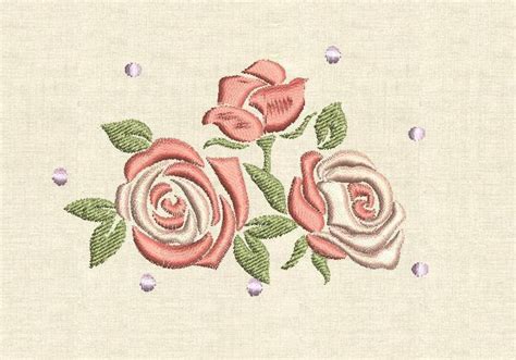 Roses Machine Embroidery Designs Flowers Set Etsy