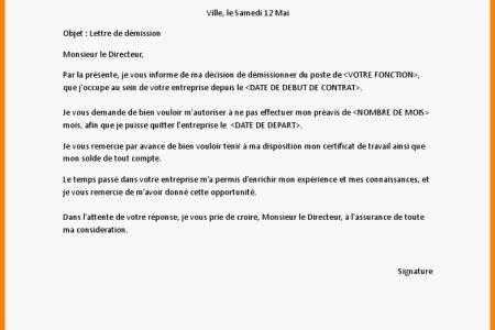 Contrat de travail d'auxiliaire parentale. remerciement nounou fin de contrat - Modele de lettre type