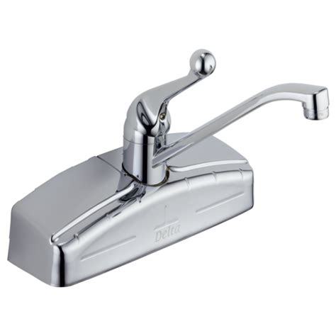 This faucet comes in a spot resist stainless finish that resists fingerprints and water spots to keep your kitchen looking cleaner, and includes a soap. Single Handle Wall-Mount Kitchen Faucet 200-SWA | Delta Faucet