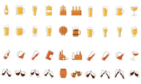 premium vector set of colored beer icons vector illustration
