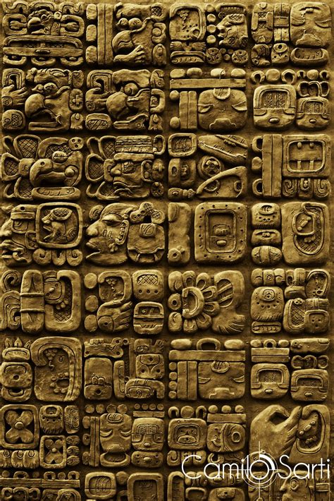 Details Of Maya Glyphs On A Stelae From The Archaeological Site Of