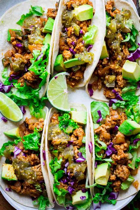 Add chicken, in batches, and shake to coat. 20 minute ground chicken tacos with poblanos - Healthy ...
