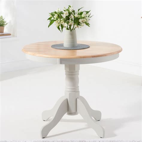 Chartin Round 90cm Wooden Dining Table In Oak And Grey Furniture In