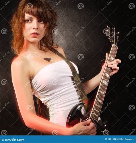 Gorgeous Female Guitar Player Royalty Free Stock Images Image 17011209
