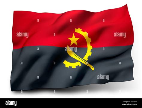 Ondeando La Bandera De Angola Aislado Sobre Fondo Blanco Fotografía De