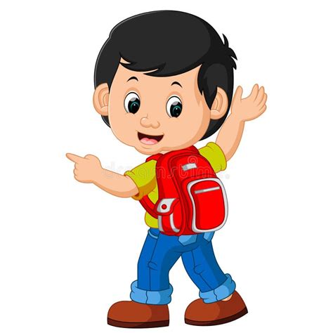 Boy With Backpacks Cartoon Stock Vector Illustration Of Kids 87972092