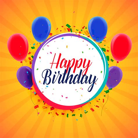 Happy Birthday Card Design With Balloons And Confetti Download Free