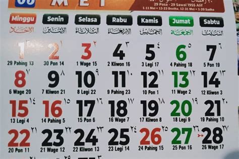 Kalender Jawa Bulan Mei 2023 Lengkap Wuku Dan Hari Pasaran Utara Times