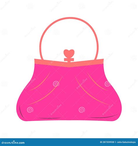 Cute Cartoon Pink Purse Handbag For Doll Stock Illustration