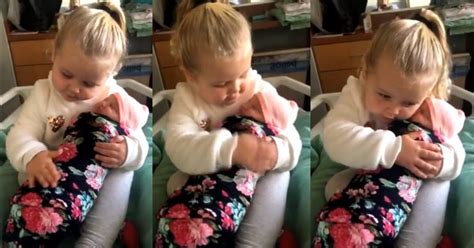 Toddler Gives Her Newborn Sister Some Love And Promises To Protect Her