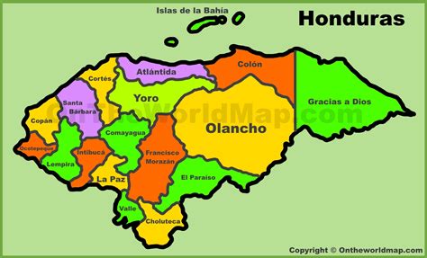ángulo España Teórico mapa de honduras con departamentos Experto Bien