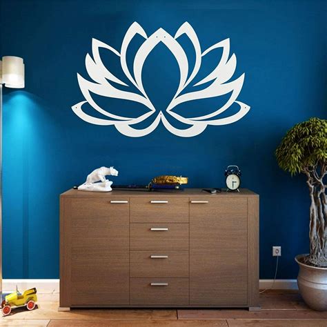 Lamodahome Metal Wall Art Lotus Flower 3d Wall Silhouette Metal