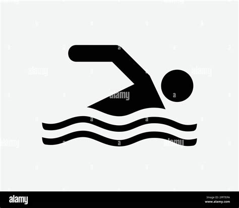 Swimming Icon Swim Swimmer Man Stick Figure Sport Athlete Vector Black