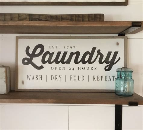 Laundry Sign 1x2 Washroom Wall Decor Distressed Painted Framed