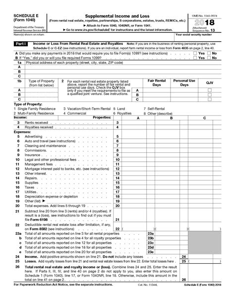 Irs Printable Forms 2018 1040 Schedule E 1040 Form Printable