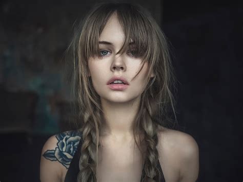 Hd Wallpaper Womans Face Portrait Tattoo Russia Nastya Anastasia