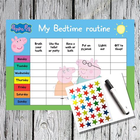 Peppa Pig Bedtime Routine Kids Reward Chart Reward Chart Kids Kids