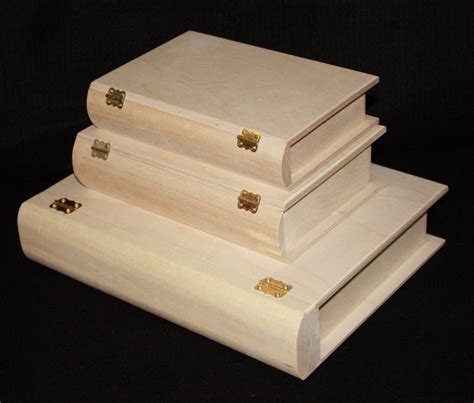 Set Of 3 Wooden Book Boxes Wooden Book Box By Hofcraft On Etsy