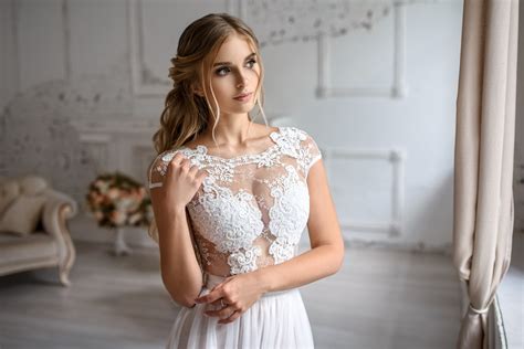 Buy short wedding dresses and get the best deals at the lowest prices on ebay! women, model, women indoors, long hair, blonde, cleavage ...