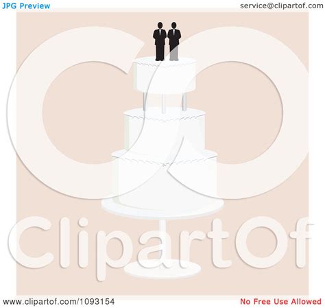 Clipart Layered Wedding Cake With A Gay Topper 4 Royalty