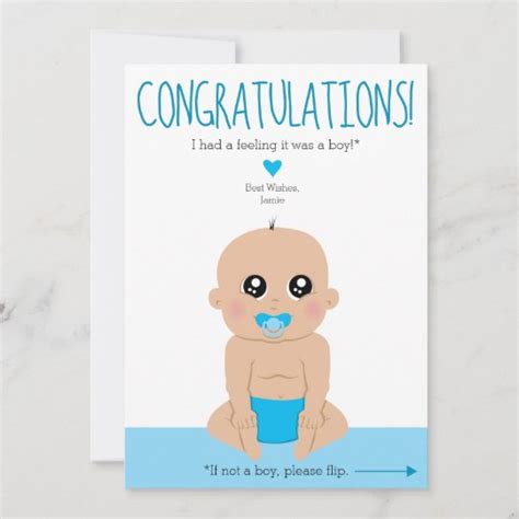 2 Sided Funny Gender Reveal Congratulations Card