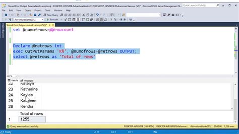 Stored Procedures With Output Parameter Microsoft Sql Server Youtube