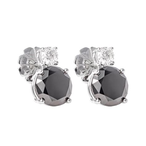 White Gold Earrings With White And Black Diamonds Michalis Diamond Gallery