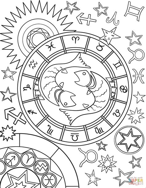 Pisces Zodiac Sign Coloring Page Free Printable Coloring Pages