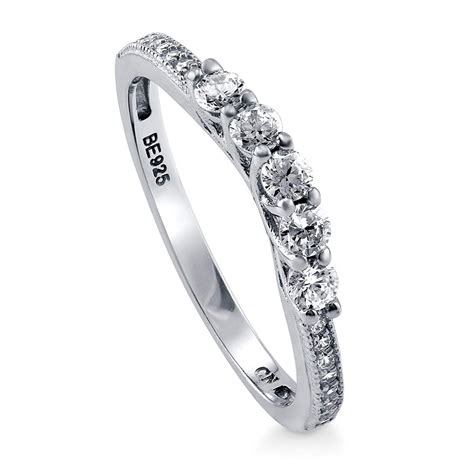 Berricle Rhodium Plated Sterling Silver Cubic Zirconia Cz 5 Stone