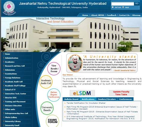 Jawaharlal Nehru Technological University Hyderabad Updates 2022 2023
