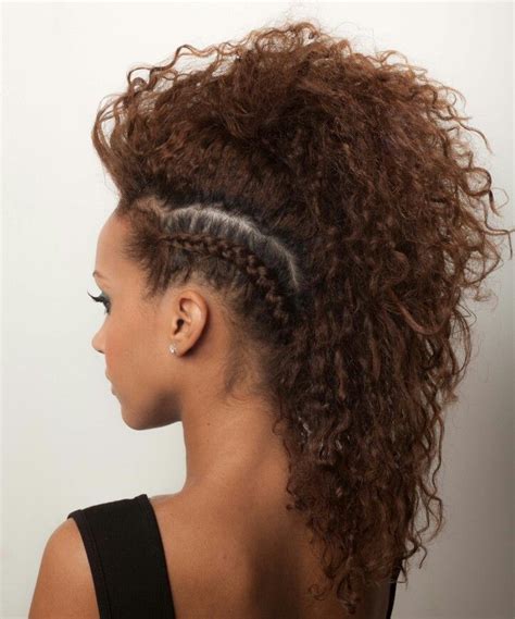 curly side braided faux hawk curly side braid front hair styles curly hair styles