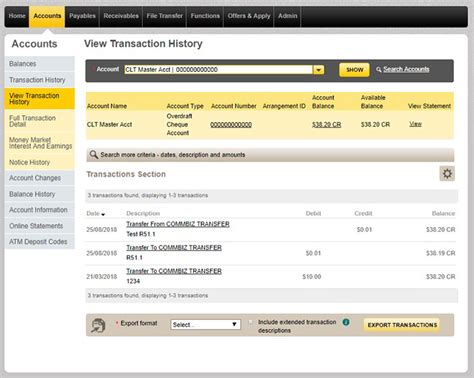 How To View Your Commbiz Transaction History Commbank