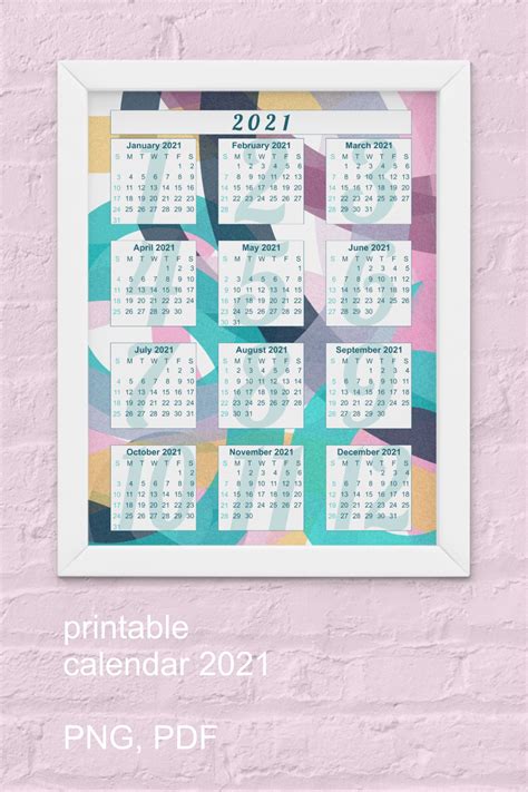 Download the free printable calendar. Calendar 2021 Geometric PDF PNG Poster size 18 x 24 inches