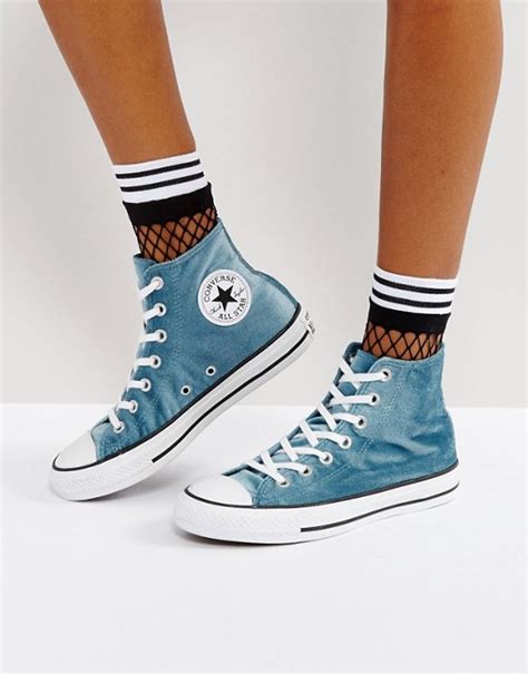 Converse Converse Chuck Taylor All Star Velvet Hi Top Trainers In Teal