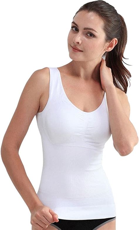 women s cami shaper tank top with built in bra removable shapewear tank for women white large