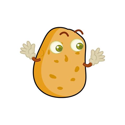 Vector Cartoon Potato Potato Mascot Smile Happy Cute Vector